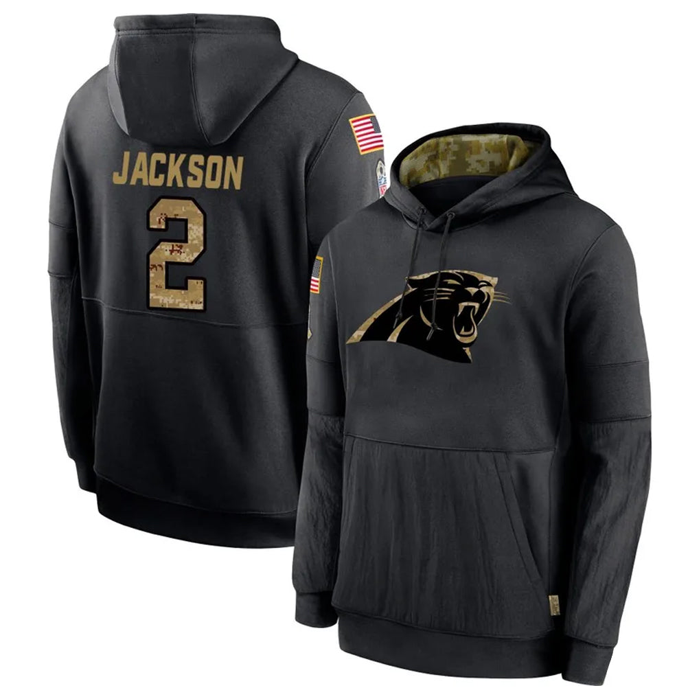 Elroe C.Panthers #2 Michael Jackson Player Black Salute to Service Pullover Hoodies Limited Game Stitched Jerseys