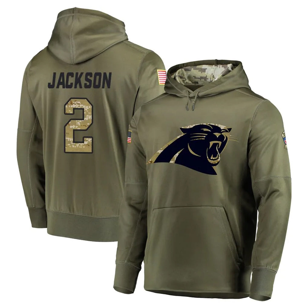 Elroe C.Panthers #2 Michael Jackson Player Olive Salute to Service Hoodies Stitched Jerseys