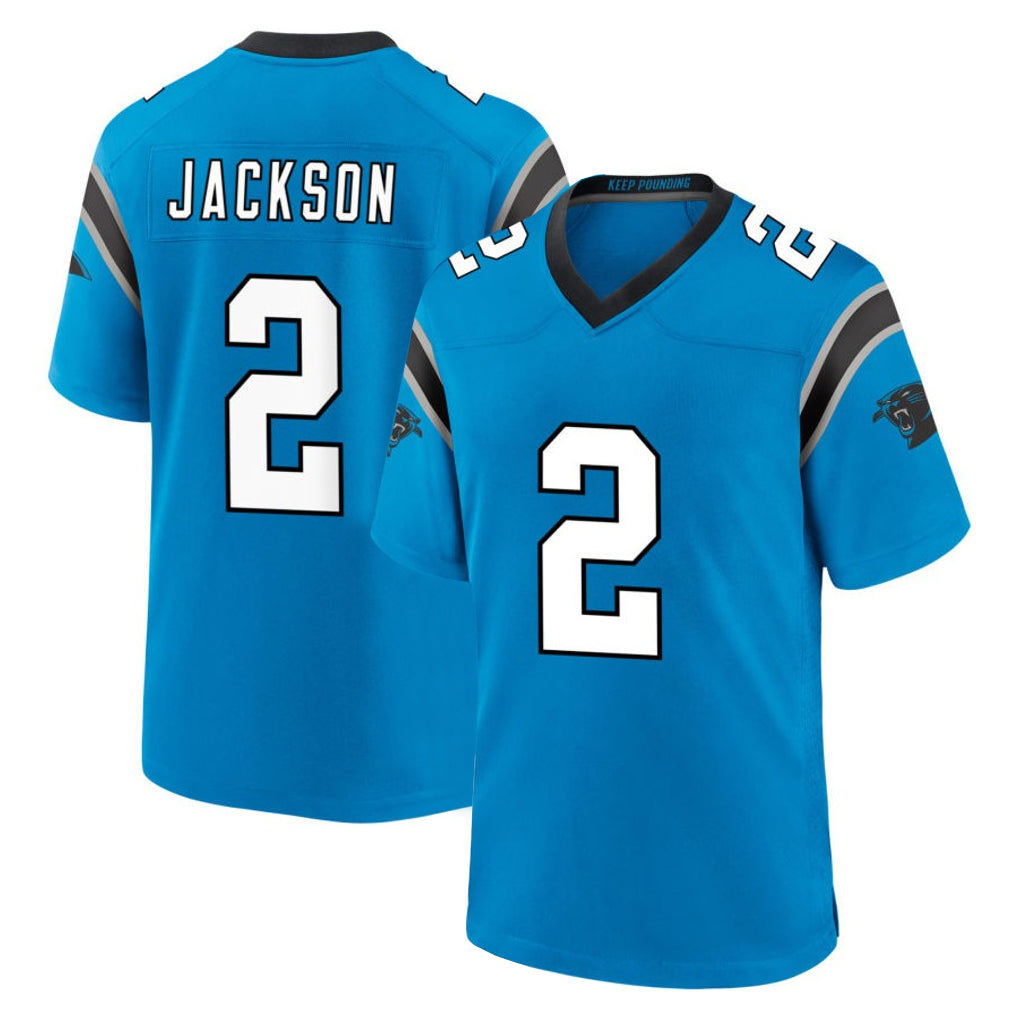 Elroe C.Panthers #2 Mike Jackson Player Blue Home Game Stitched Jerseys
