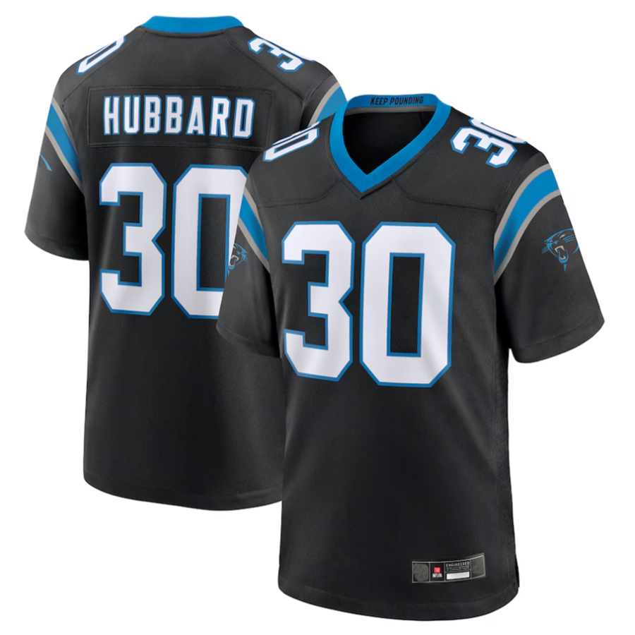 Elroe C.Panthers #30 Chuba Hubbard Player Black Team Game Stitched Jerseys