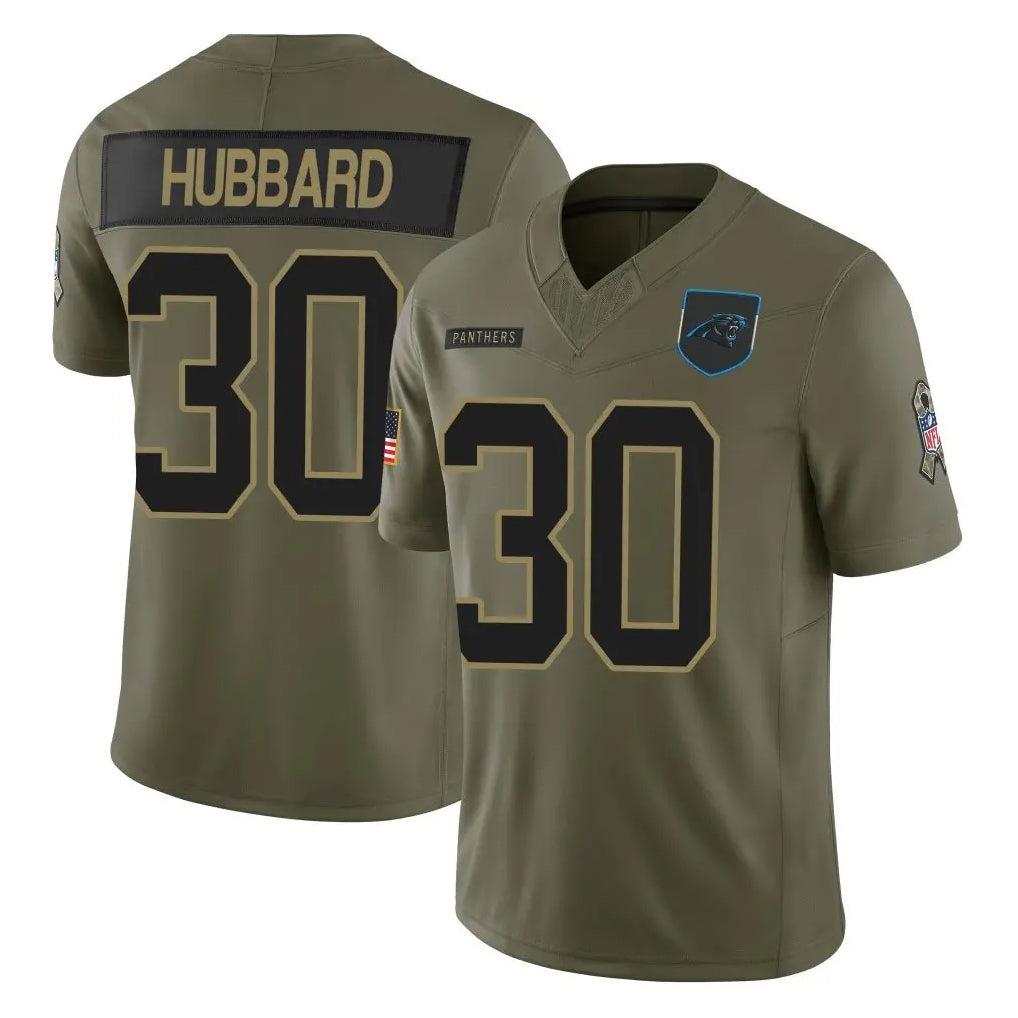 Elroe C.Panthers #30 Chuba Hubbard Player Olive Salute to Service Limited Home Game Stitched Jerseys