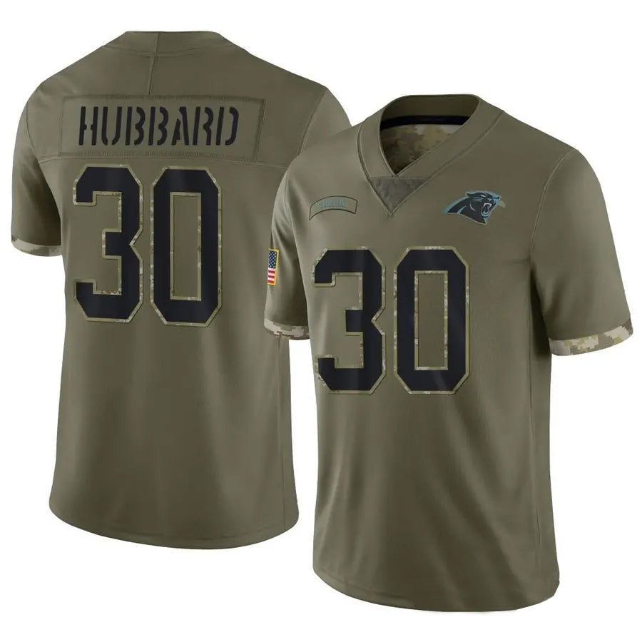 Elroe C.Panthers #30 Chuba Hubbard Player Salute To Service Olive Stitched Jerseys