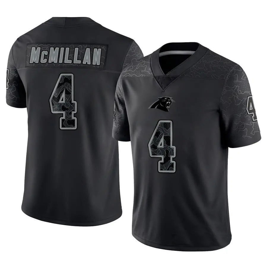 Elroe C.Panthers #4 Tetairoa McMillan Player Black REFLECTIVE Limited Stitched Jerseys