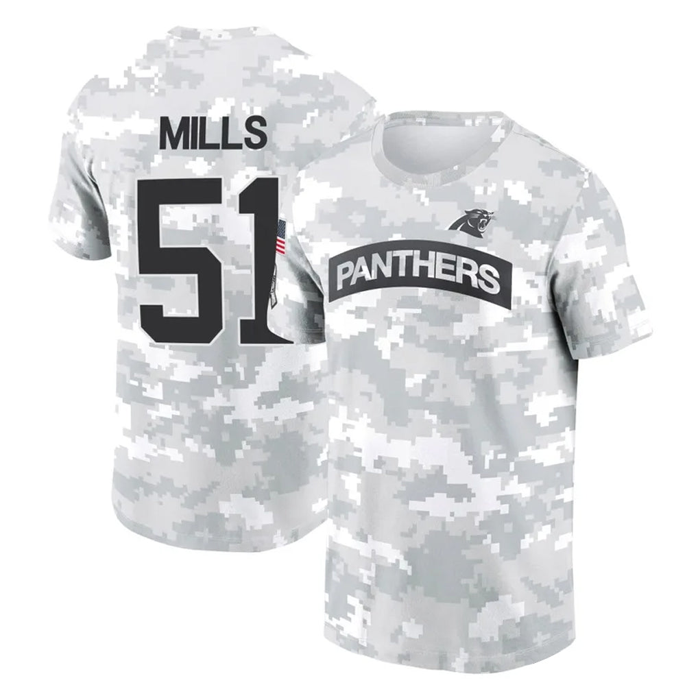Elroe C.Panthers #51 Sam Mills Player Arctic Camo Salute to Service T-Shirt Hoodies Stitched Jerseys