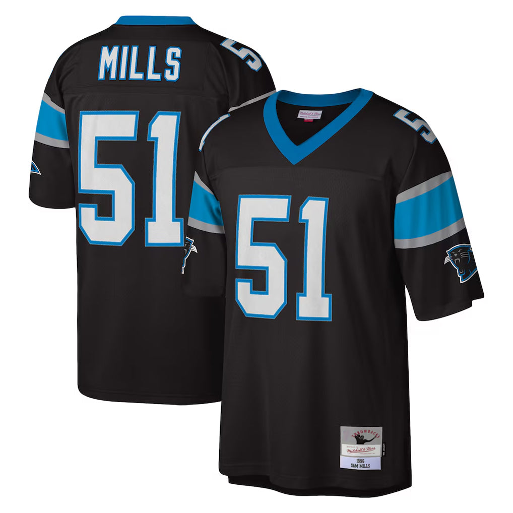 Elroe C.Panthers #51 Sam Mills Player Black Mitchell & Ness Legacy Replica Stitched Jerseys