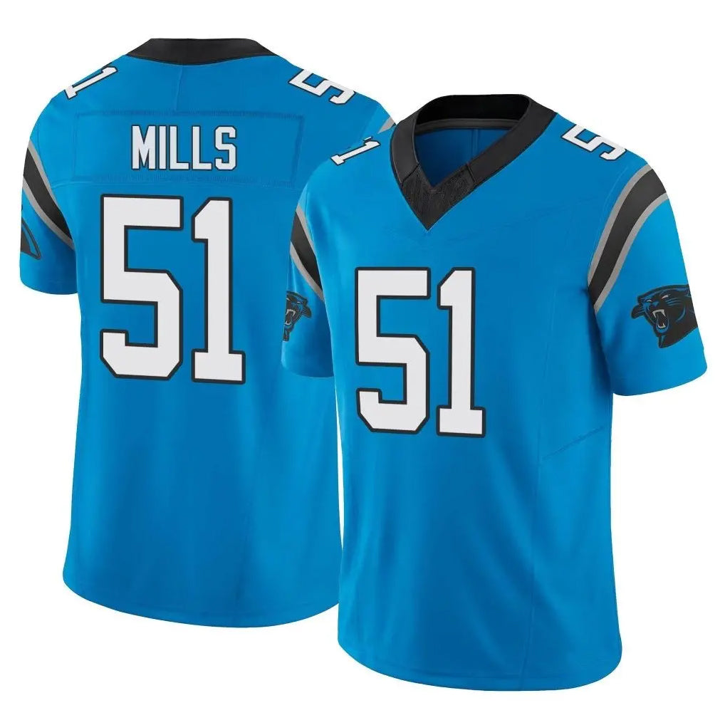 Elroe C.Panthers #51 Sam Mills Player Blue Vapor F.U.S.E. Limited Home Game Stitched Jerseys