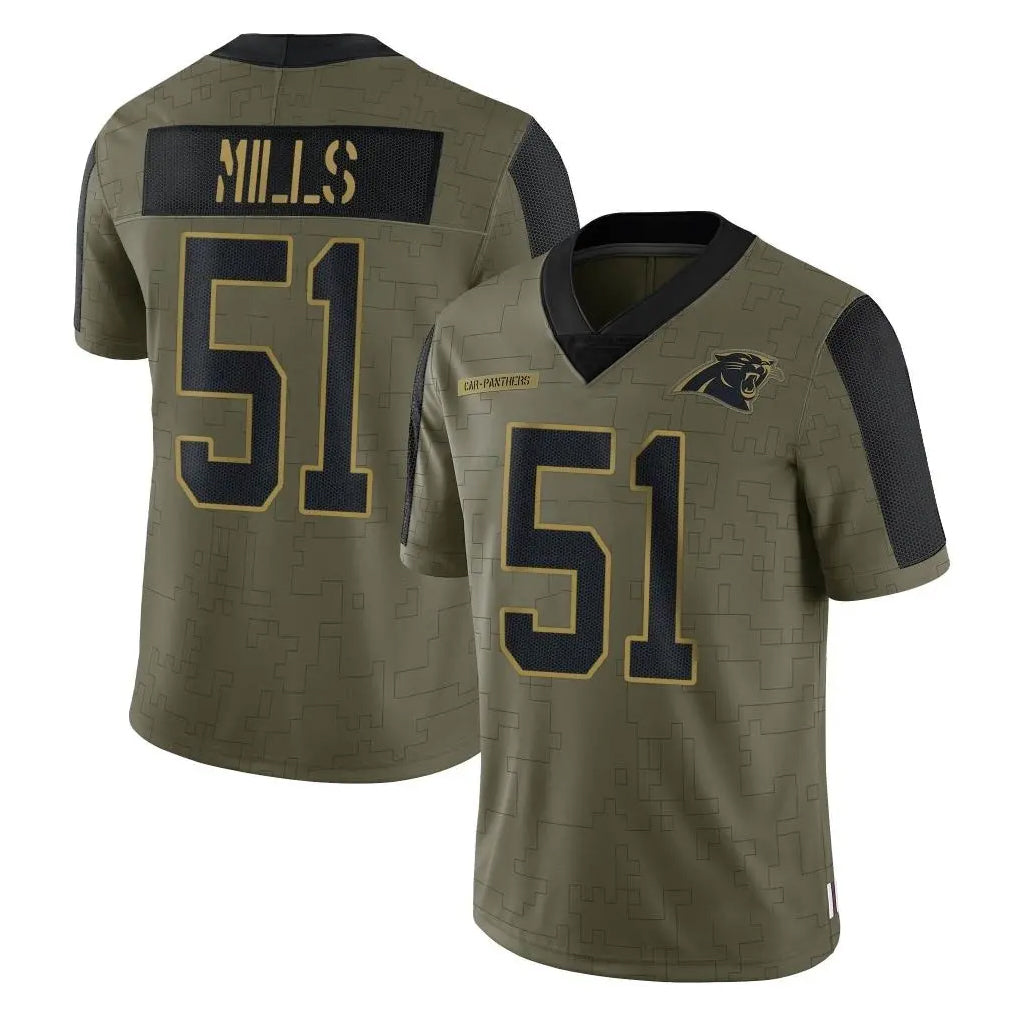Elroe C.Panthers #51 Sam Mills Player Olive Salute to Service Limited Game Stitched Jerseys