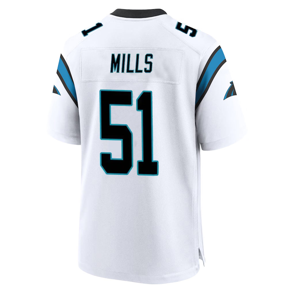 Elroe C.Panthers #51 Sam Mills Player White Home Game Stitched Jerseys