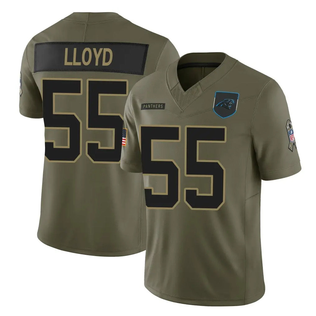 Elroe C.Panthers #55 Devin Lloyd Player Olive Salute to Service Limited Home Game Stitched Jerseys