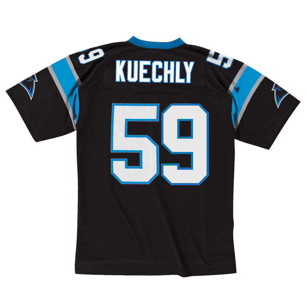 Elroe C.Panthers #59 Luke Kuechly Mitchell & Ness Black 2013 Legacy Throwback Replica Jersey
