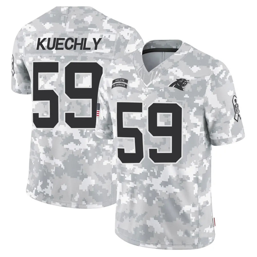 Elroe C.Panthers #59 Luke Kuechly Player Arctic Camo Salute to Service Limited Stitched Jerseys
