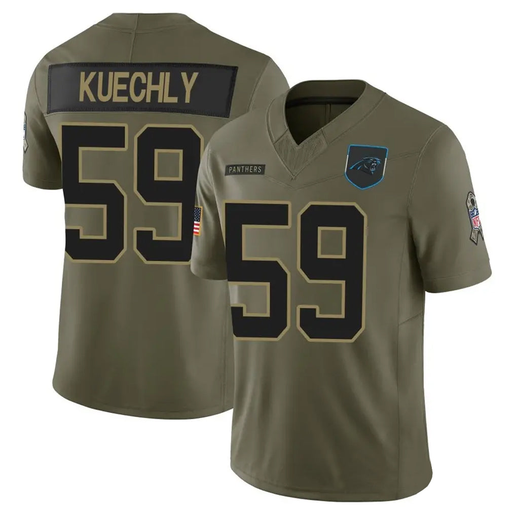 Elroe C.Panthers #59 Luke Kuechly Player Olive Salute To Service Limited Stitched Jerseys