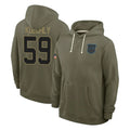 Elroe C.Panthers #59 Luke Kuechly Player Olive Salute to Service Hoodies Game Stitched Jerseys