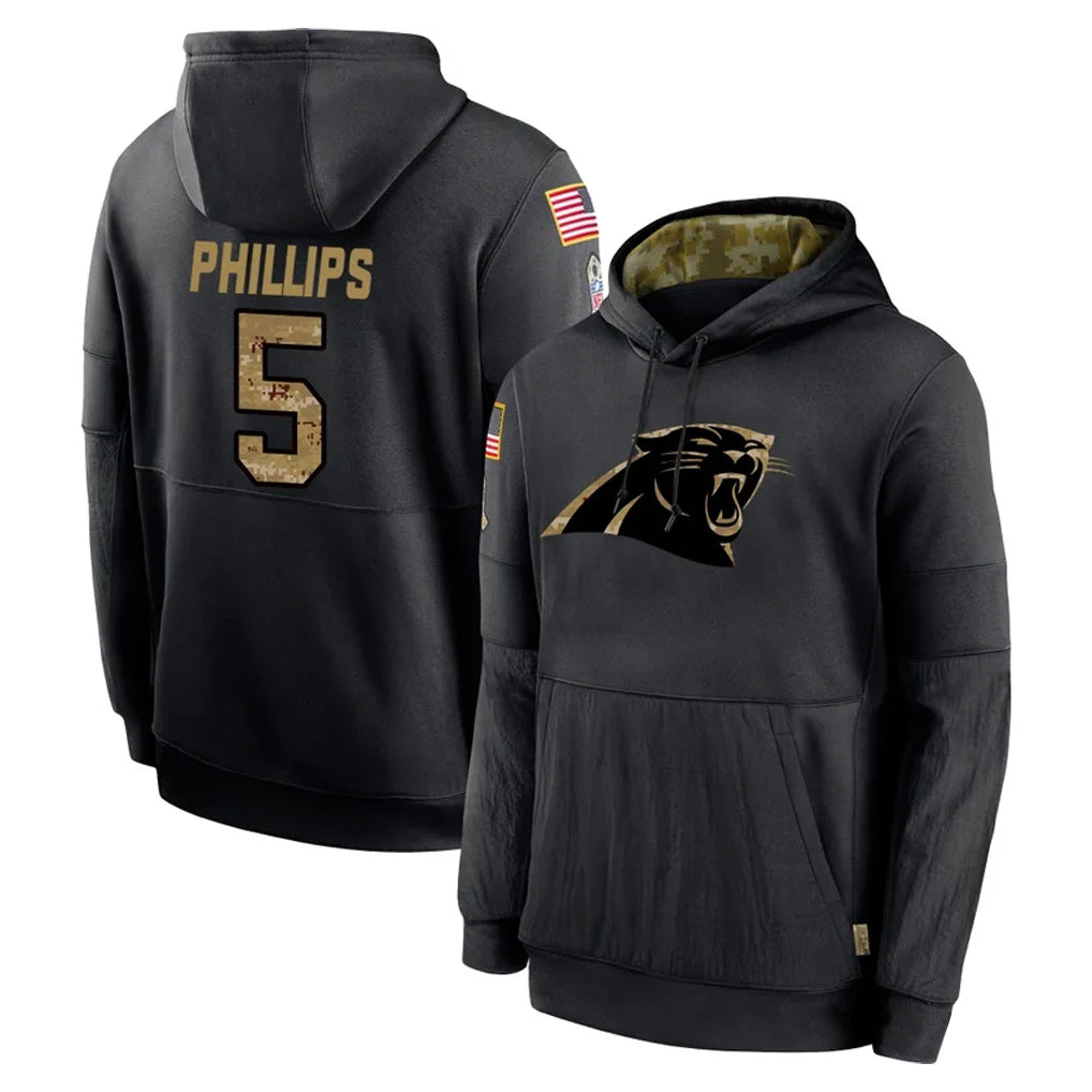 Elroe C.Panthers #5 Jaelan Phillips Player Black Salute to Service Pullover Hoodies Limited Game Stitched Jerseys