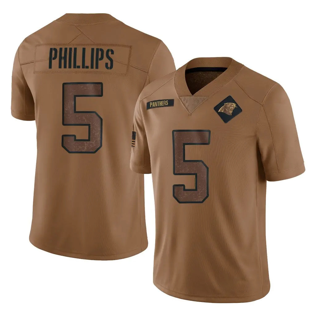 Elroe C.Panthers #5 Jaelan Phillips Player Brown Salute to Service Limited Stitched Jerseys