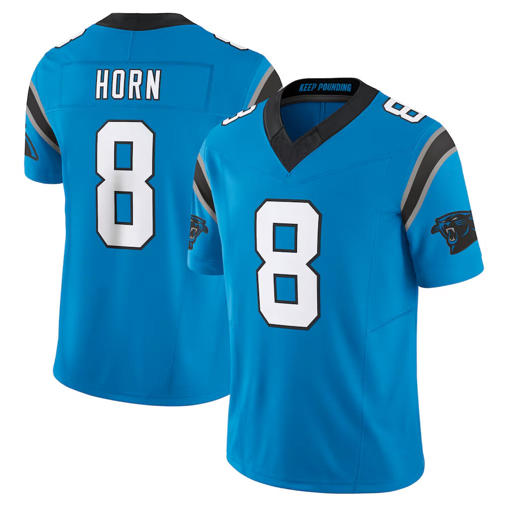 Elroe C.Panthers #8 Jaycee Horn Player Blue Vapor F.U.S.E. Limited Home Game Stitched Jerseys