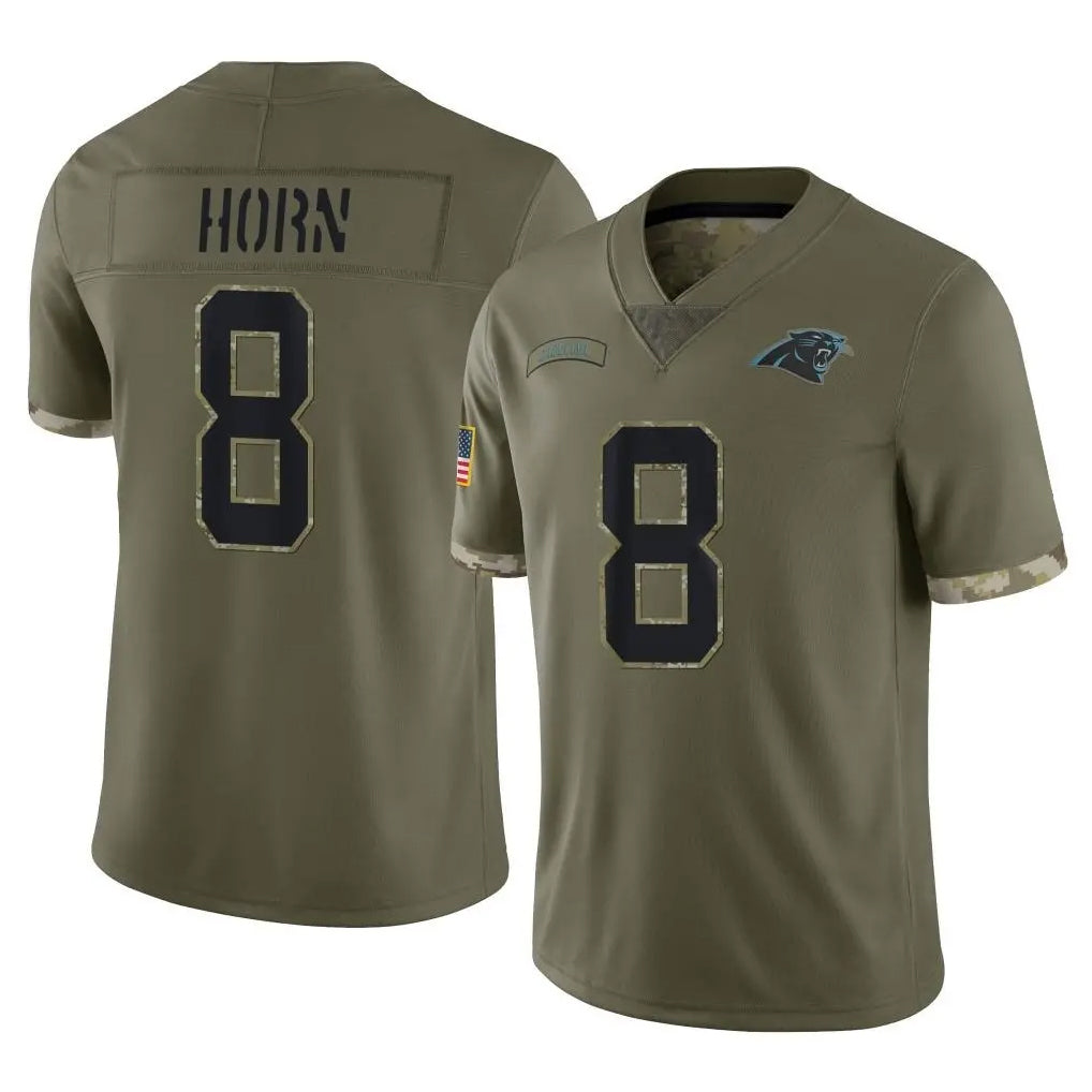 Elroe C.Panthers #8 Jaycee Horn Player Olive Salute to Service Game Stitched Jerseys