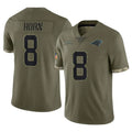 Elroe C.Panthers #8 Jaycee Horn Player Olive Salute to Service Game Stitched Jerseys
