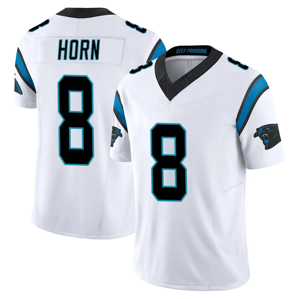 Elroe C.Panthers #8 Jaycee Horn Player White Vapor F.U.S.E. Limited Home Game Stitched Jerseys