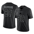 Elroe C.Panthers #90 Julius Peppers Player Black Limited Reflective Game Stitched Jerseys