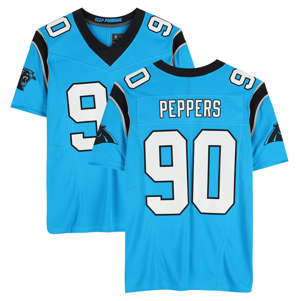 Elroe C.Panthers #90 Julius Peppers Player Blue Mitchell & Ness Legacy Replica Stitched Jerseys