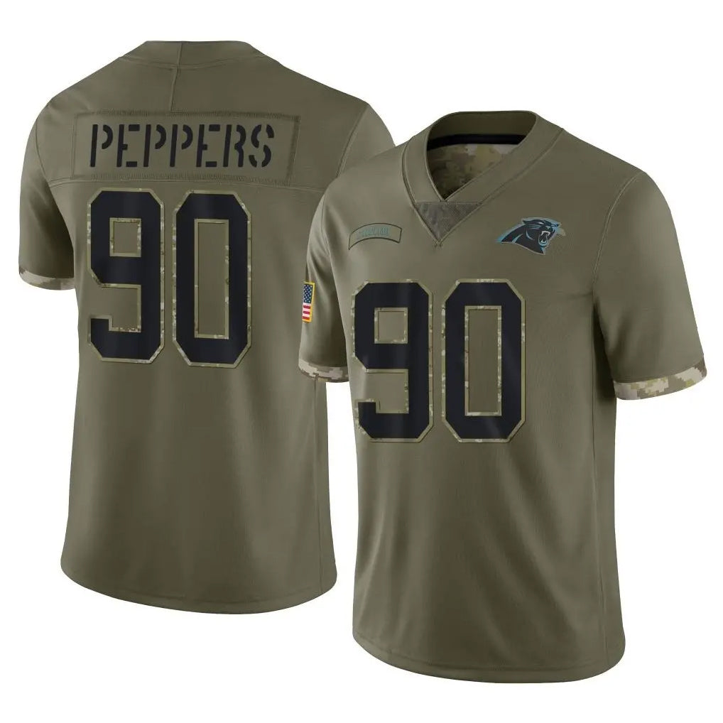 Elroe C.Panthers #90 Julius Peppers Player Olive Salute to Service Game Stitched Jerseys
