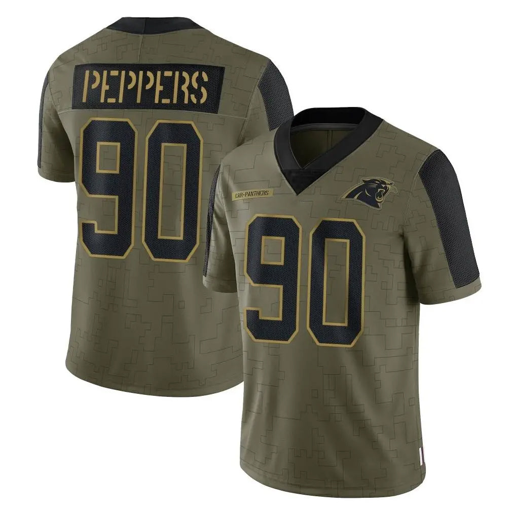 Elroe C.Panthers #90 Julius Peppers Player Olive Salute to Service Limited Game Stitched Jerseys