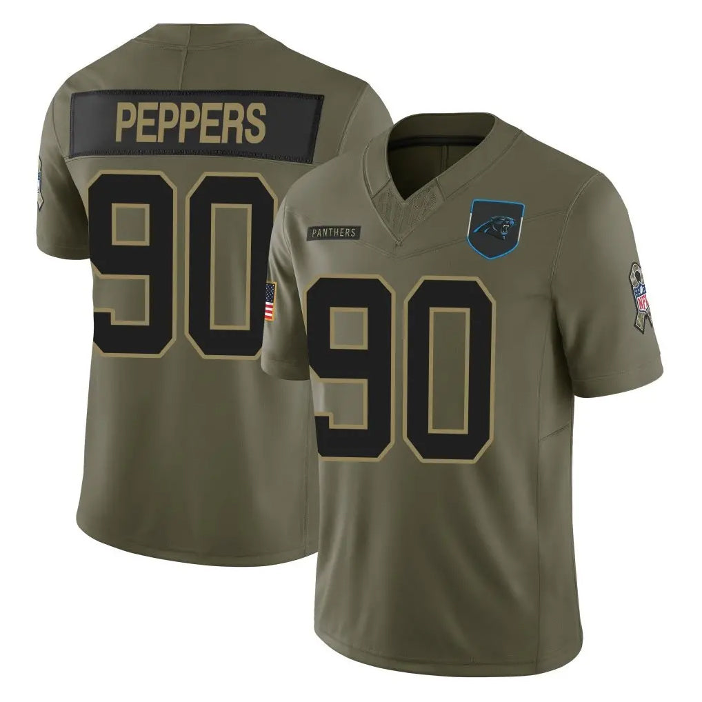 Elroe C.Panthers #90 Julius Peppers Player Olive Salute to Service Limited Home Game Stitched Jerseys
