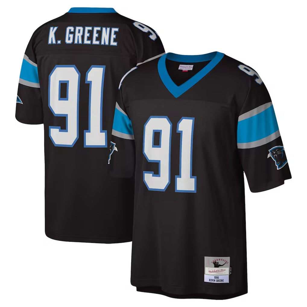 Elroe C.Panthers #91 Kevin Greene Player Black Mitchell & Ness Legacy Replica Stitched Jerseys