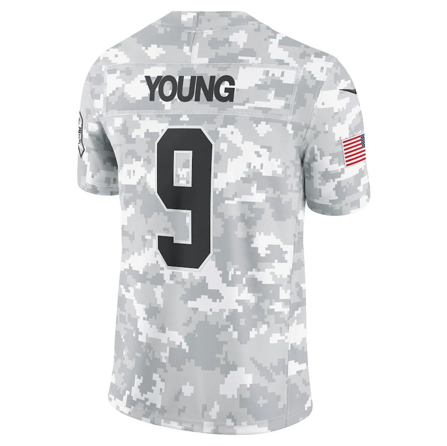 Elroe C.Panthers #9 Bryce Young Arctic Camo 2024 Salute to Service Limited Stitched Jerseys