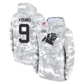 Elroe C.Panthers #9 Bryce Young Player Arctic Camo Salute to Service Pullover Hoodies Limited Game Stitched Jerseys