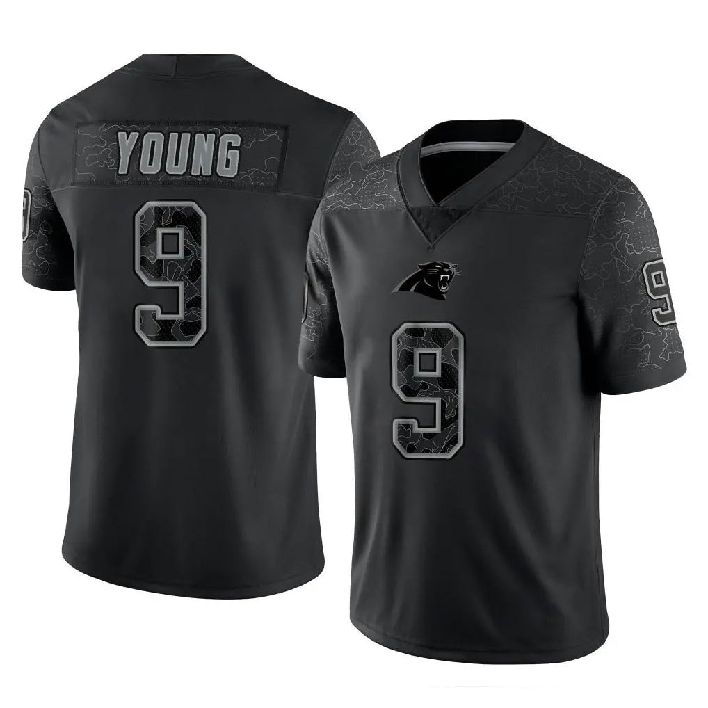 Elroe C.Panthers #9 Bryce Young Player Black Limited Reflective Game Stitched Jerseys