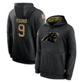 Elroe C.Panthers #9 Bryce Young Player Black Salute to Service Pullover Hoodies Limited Game Stitched Jerseys
