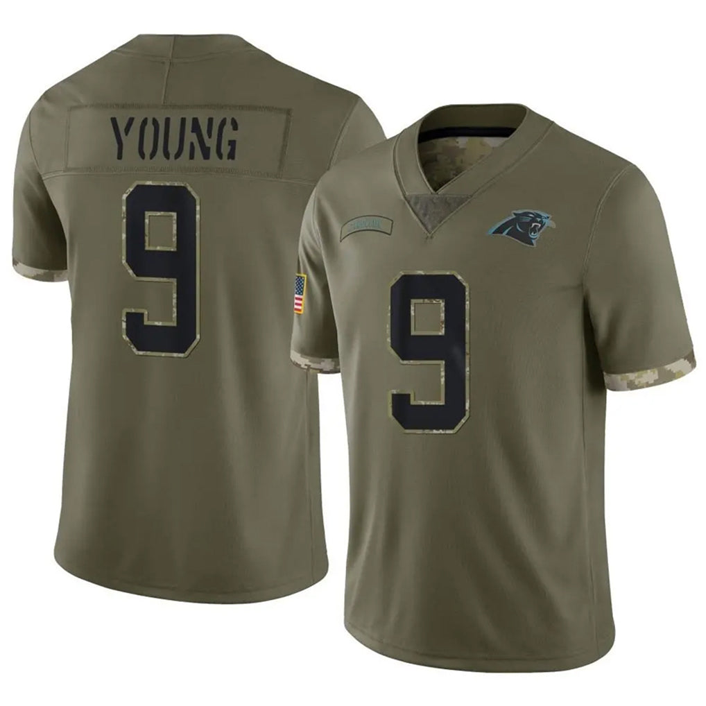 Elroe C.Panthers #9 Bryce Young Player Olive Salute To Service Limited Stitched Jerseys