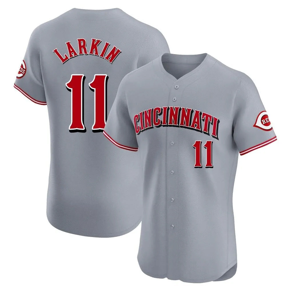 Elroe C.Reds #11 Barry Larkin Player Gray Limited Elite Home Stitched Jerseys