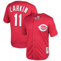 Elroe C.Reds #11 Barry Larkin Player Mitchell & Ness Red Throwback Cooperstown Mesh Game Stitched Jerseys