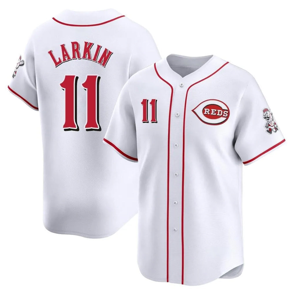 Elroe C.Reds #11 Barry Larkin Player White Home Limited Stitched Jerseys