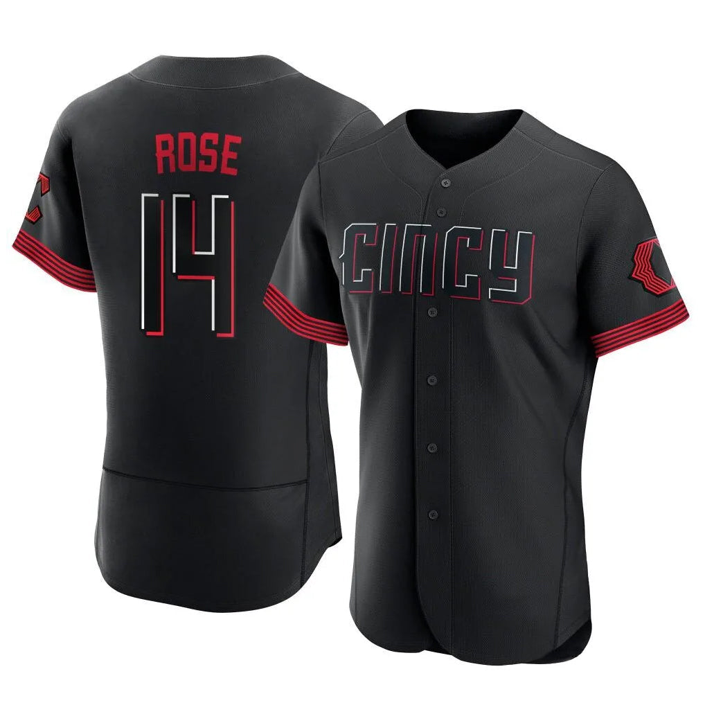 Elroe C.Reds #14 Pete Rose Player Black City Connect Limited Elite Home Stitched Jerseys