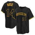 Elroe C.Reds #14 Pete Rose Player Black Snake Skin City Home Stitched Jerseys