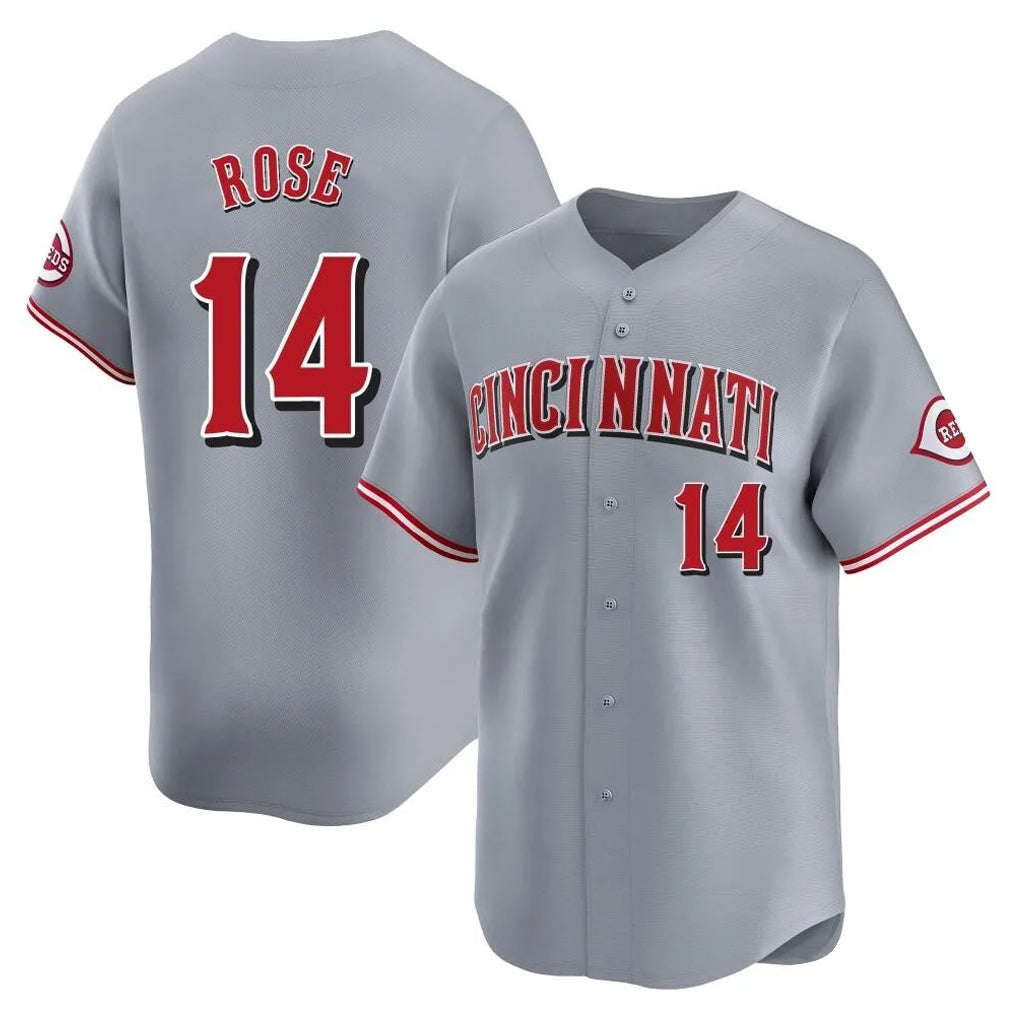 Elroe C.Reds #14 Pete Rose Player Gray Home Limited Stitched Jerseys