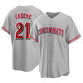 Elroe C.Reds #21 Hunter Greene Player Gray Home Game Stitched Jerseys