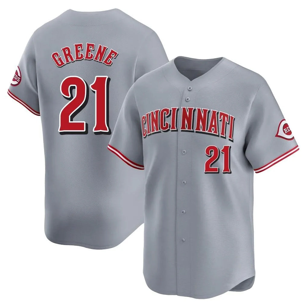 Elroe C.Reds #21 Hunter Greene Player Gray Home Limited Stitched Jerseys