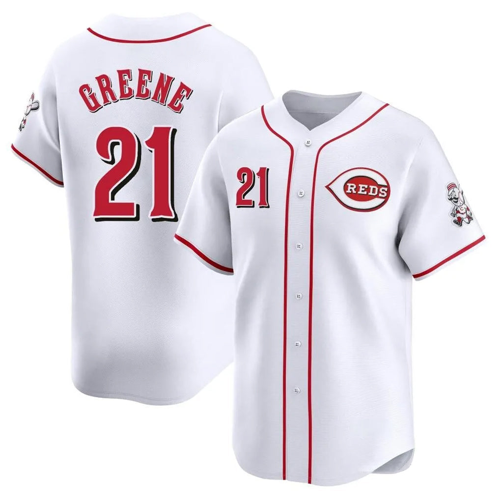 Elroe C.Reds #21 Hunter Greene Player White Home Limited Stitched Jerseys
