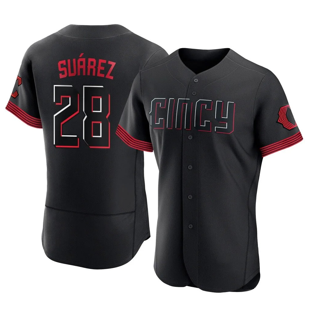 Elroe C.Reds #28 Eugenio Su¡§¡érez Player Black City Connect Limited Elite Home Stitched Jerseys
