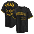 Elroe C.Reds #28 Eugenio Su¡§¡érez Player Black Snake Skin City Home Stitched Jerseys