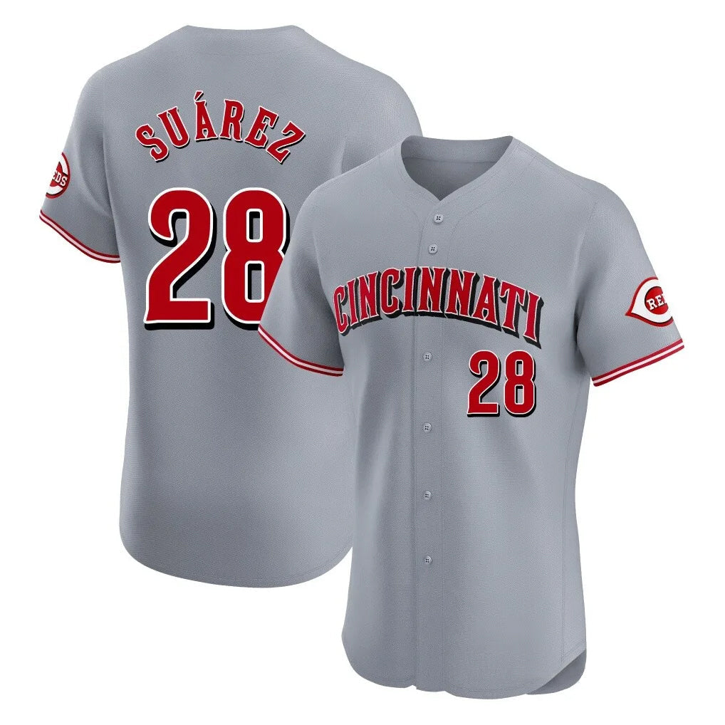 Elroe C.Reds #28 Eugenio Su¡§¡érez Player Gray Limited Elite Home Stitched Jerseys