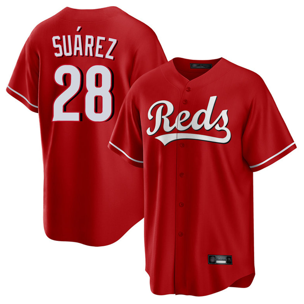 Elroe C.Reds #28 Eugenio Su¡§¡érez Player Red Home Game Stitched Jerseys