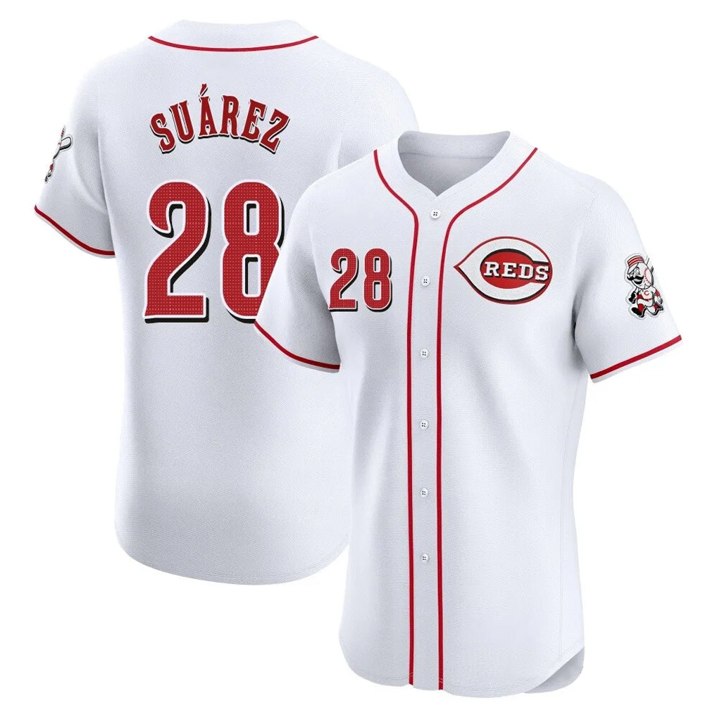 Elroe C.Reds #28 Eugenio Su¡§¡érez Player White Limited Elite Home Stitched Jerseys