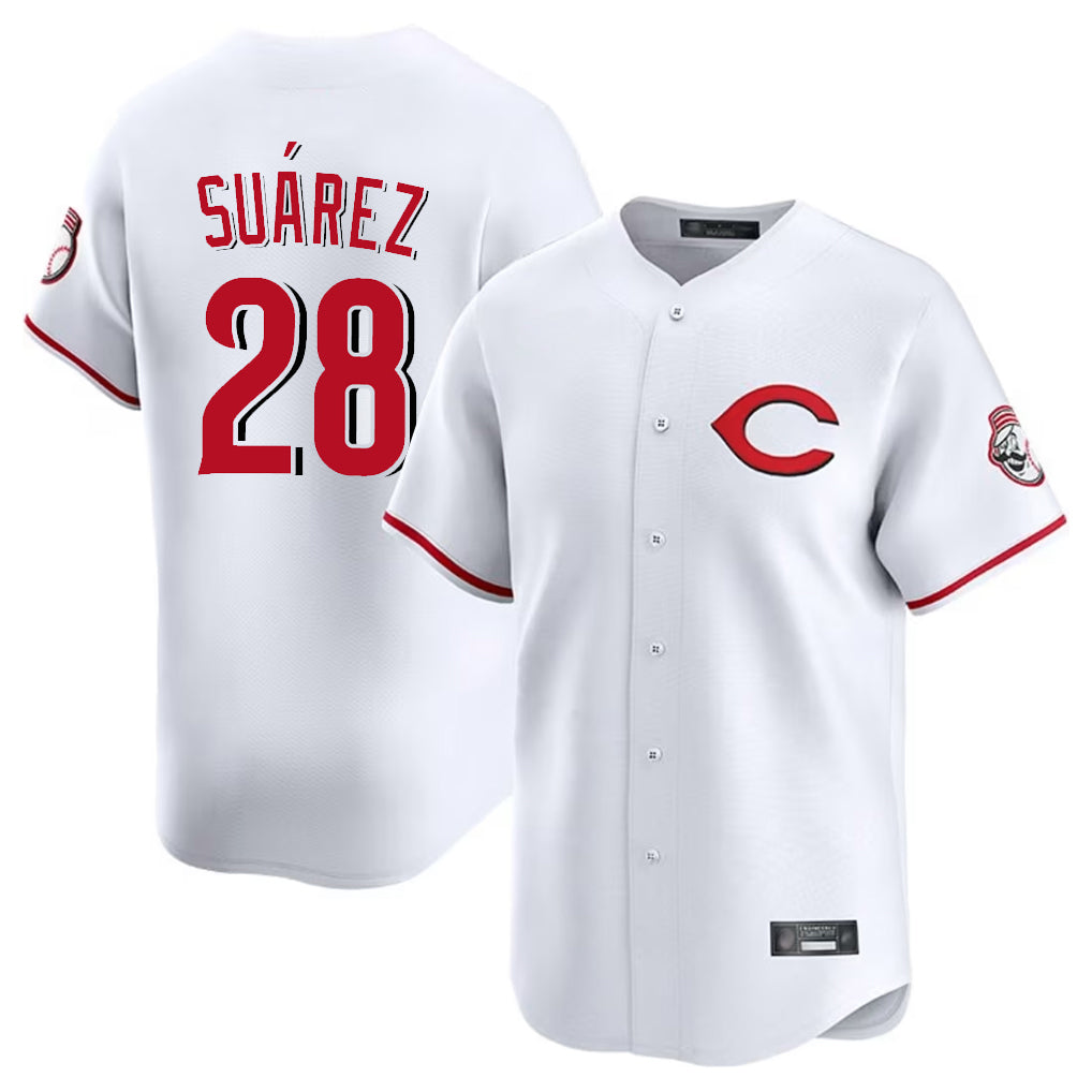 Elroe C.Reds #28 Eugenio Su¡§¡érez Player White Limited Home Stitched Jerseys