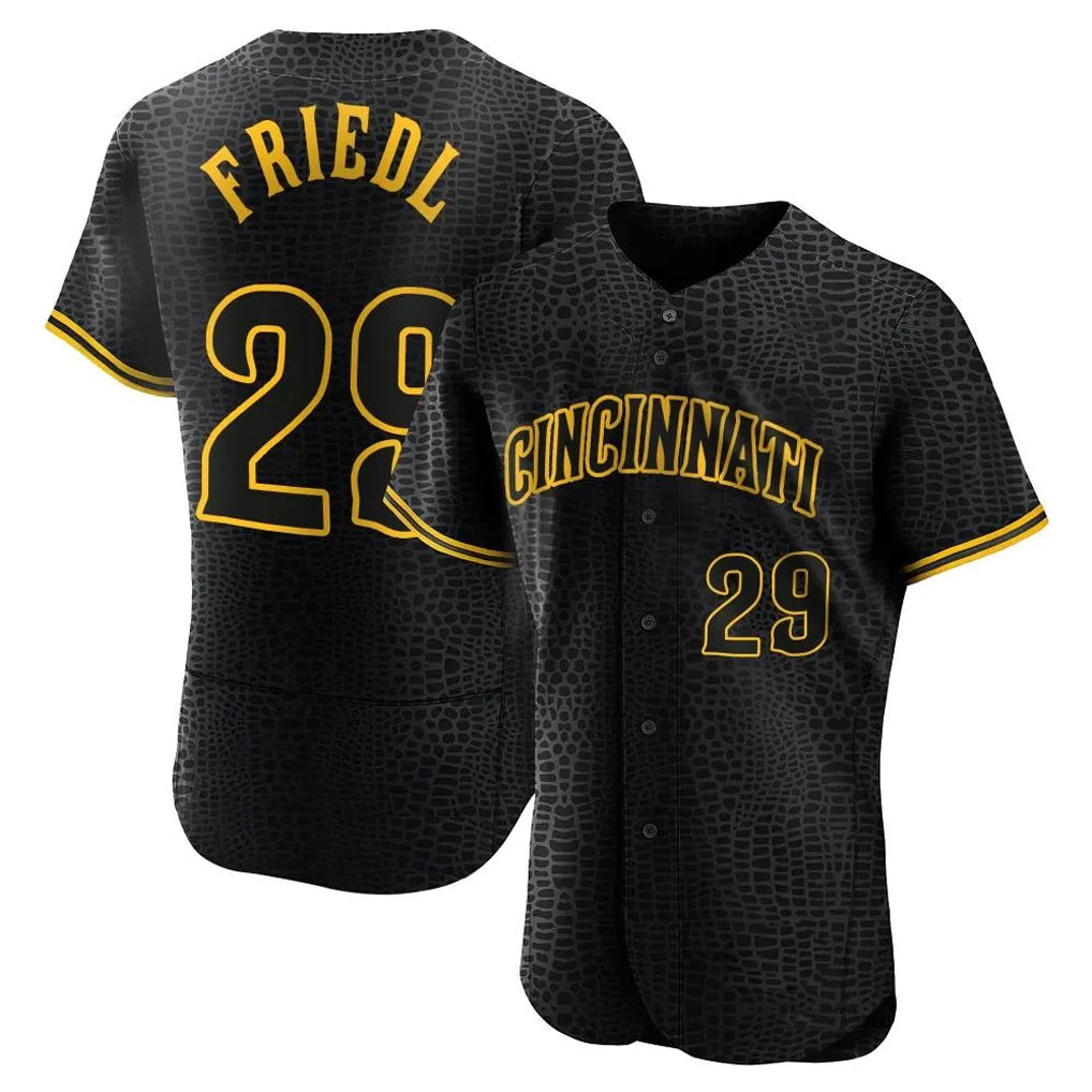 Elroe C.Reds #29 TJ Friedl Player Black Snake Skin City Limited Elite Home Stitched Jerseys